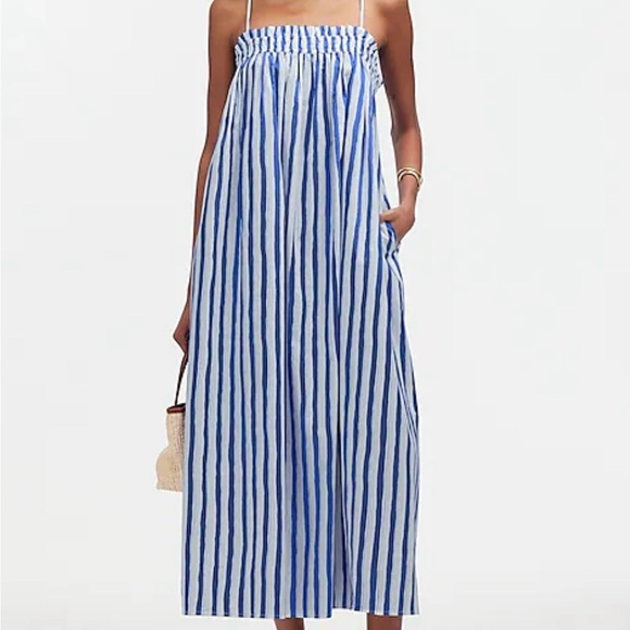 Madewell Ruffle A Line midi dress in striped poplin. Color blue star. Never worn - Picture 1 of 8